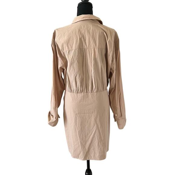 Universal Thread Women’s Shirt Dress Size XL Beige Tie Front Long Sleeve NWT - Picture 3 of 8
